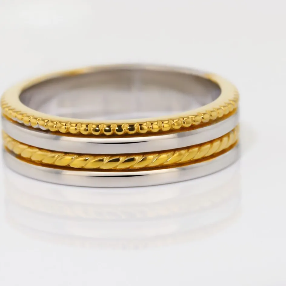 Outlet Histoire d'Or Alliance Leandro Ruban Argent Bicolore