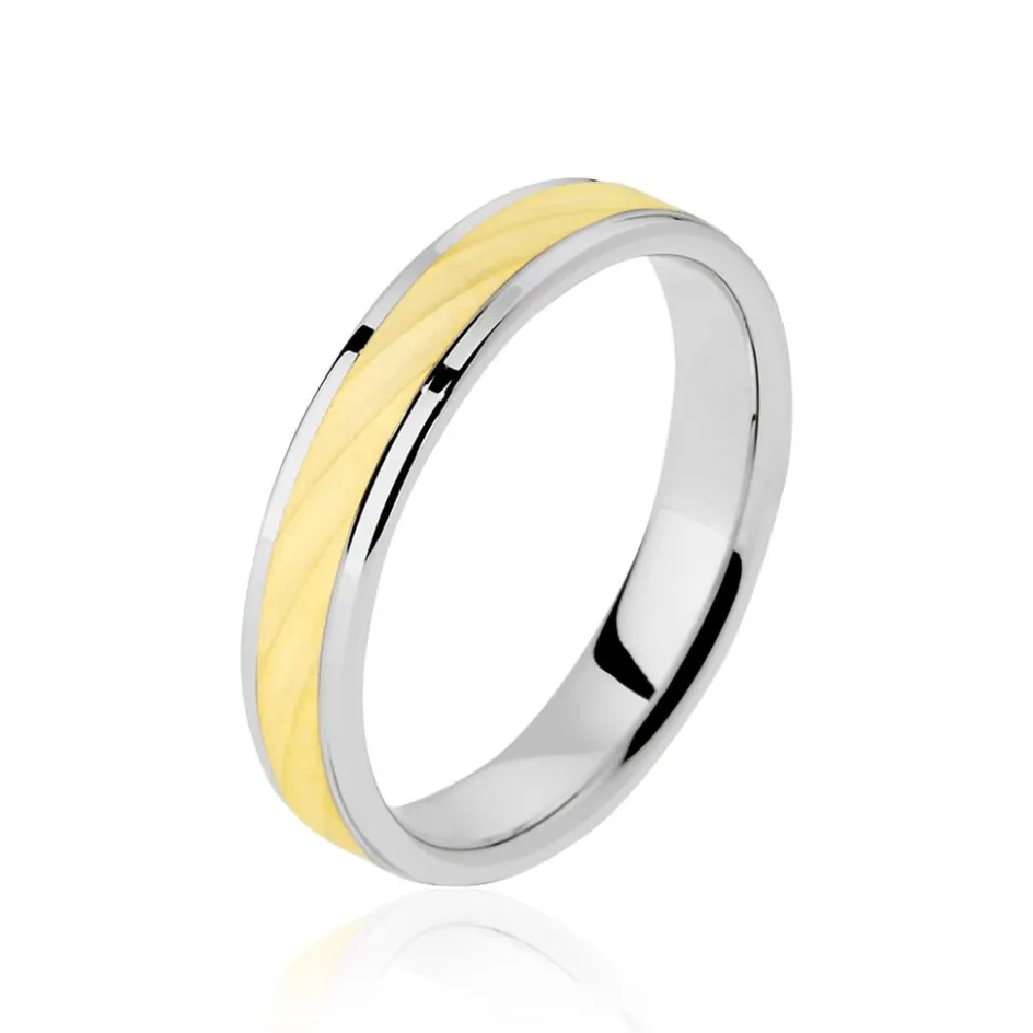 Histoire d'Or Alliance Maria-celeste Ruban Plat Or Bicolore* Bijoux Personnalisés|Bagues