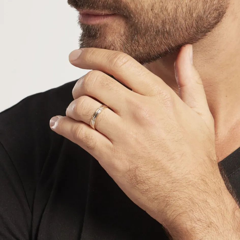 Histoire d'Or Alliance Marvin Demi Jonc Classique Or Bicolore* Bijoux Personnalisés|Bagues