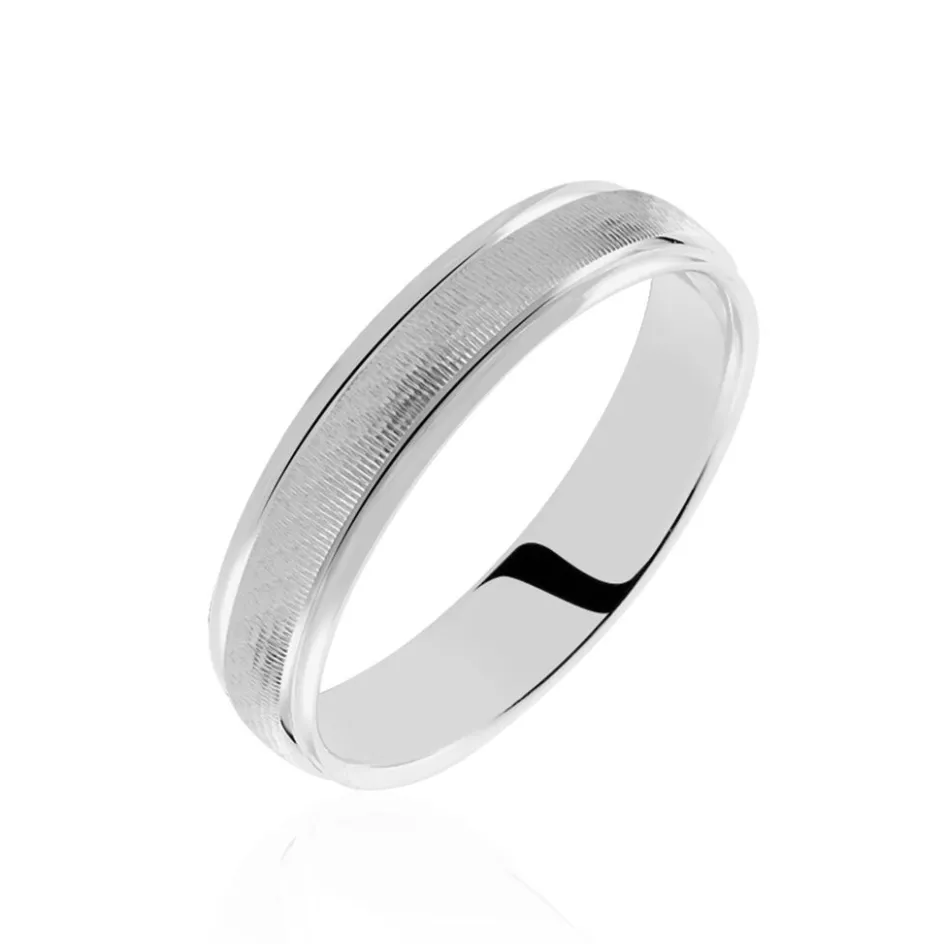 Histoire d'Or Alliance Marwan Ruban Bombé Or Blanc* Bijoux Personnalisés|Bagues