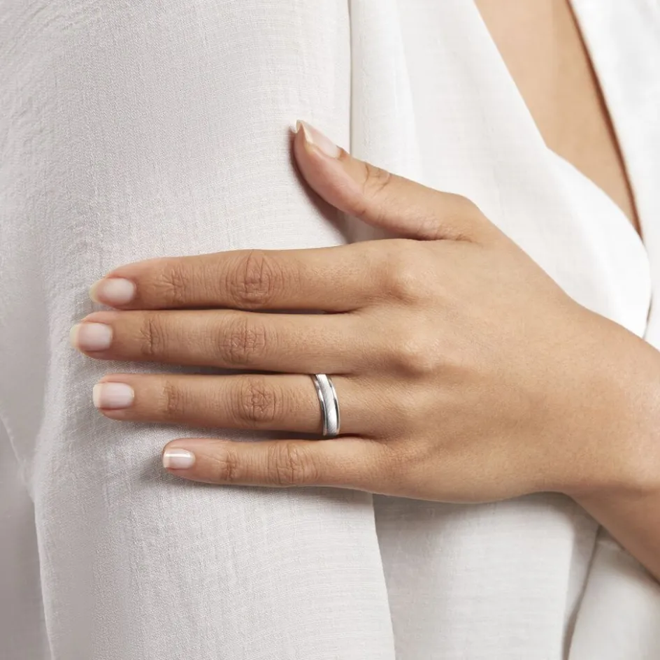 Histoire d'Or Alliance Marwan Ruban Bombé Or Blanc* Bijoux Personnalisés|Bagues