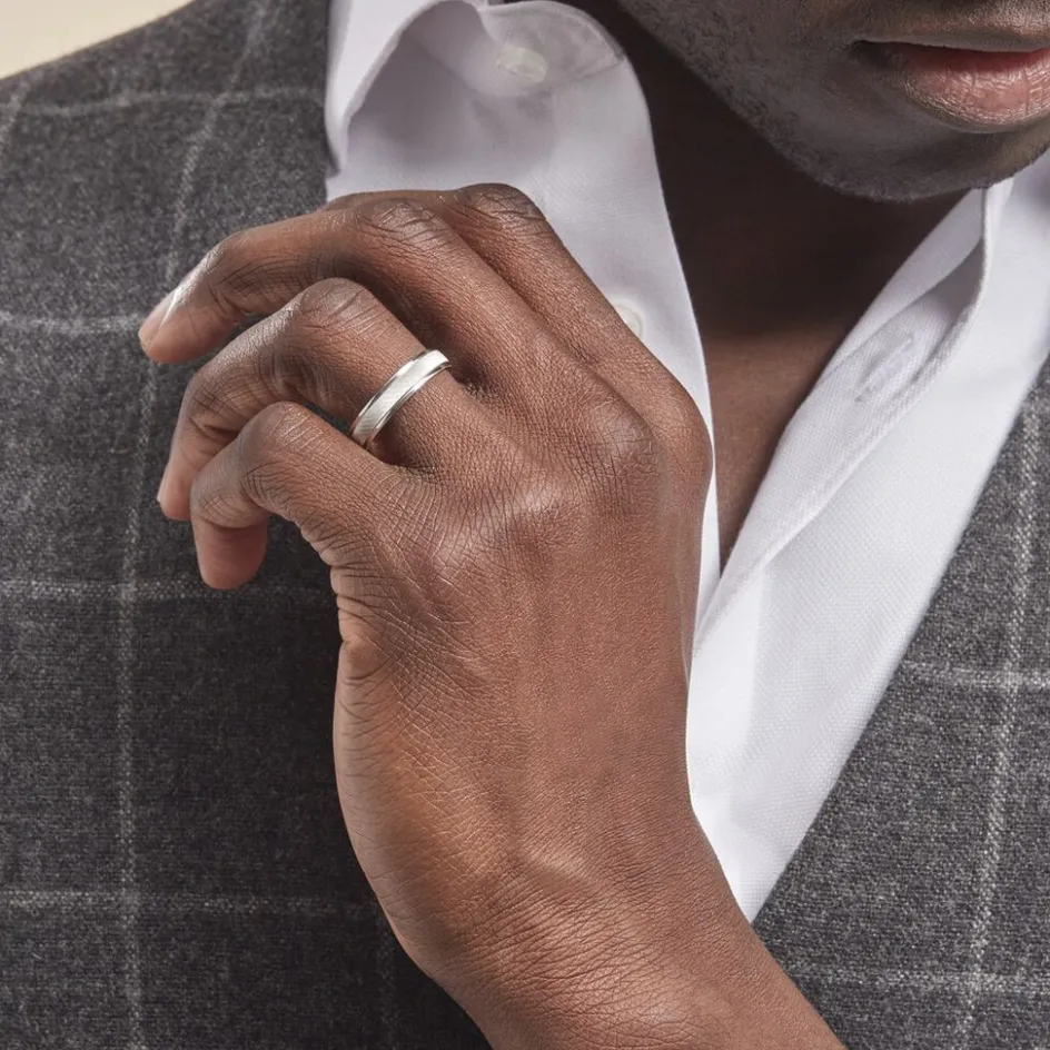 Histoire d'Or Alliance Marwan Ruban Bombé Or Blanc* Bijoux Personnalisés|Bagues