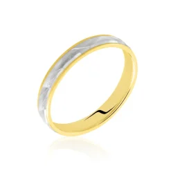 Sale Histoire d'Or Alliance Mat Striee Ruban Plat Or Bicolore