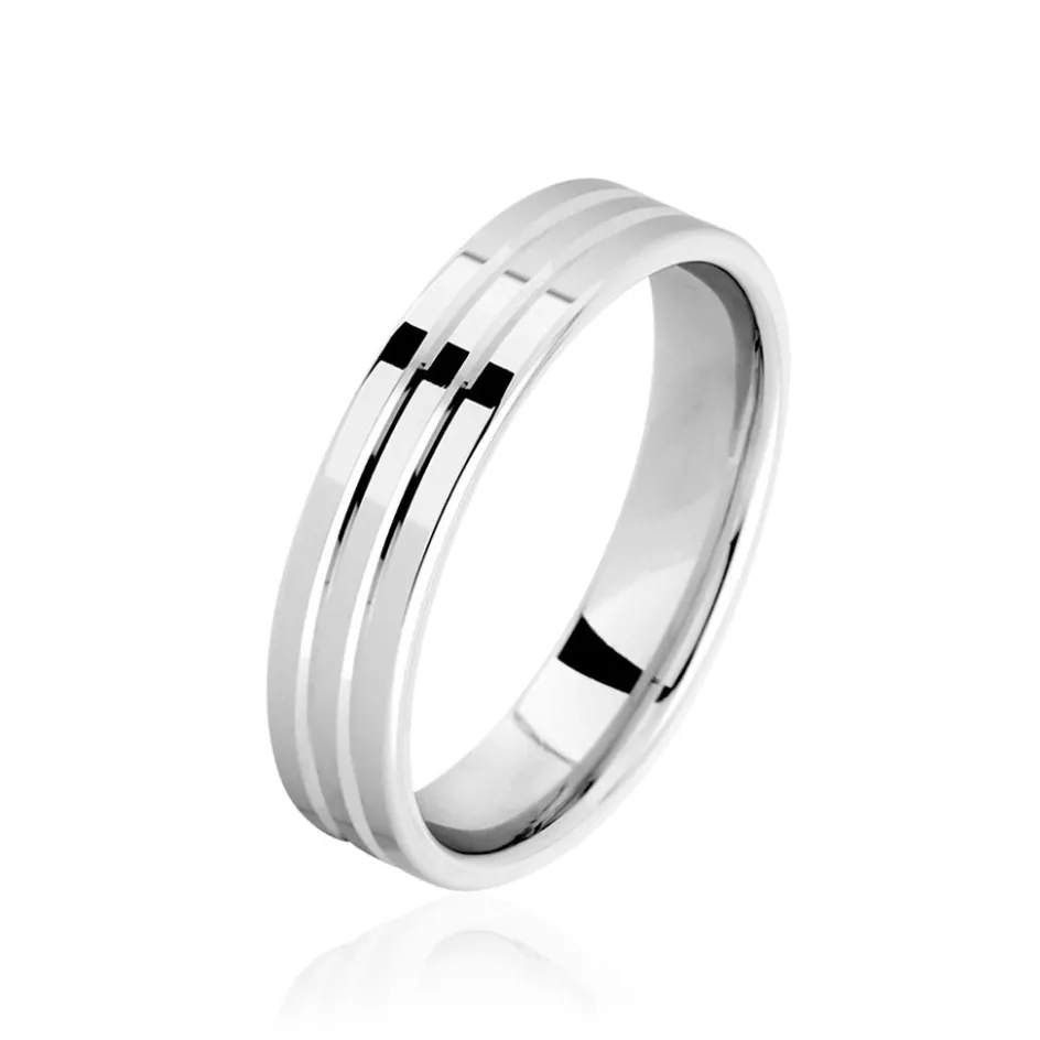 Histoire d'Or Alliance Merylle Ruban Plat Or Blanc* Bijoux Personnalisés|Bagues