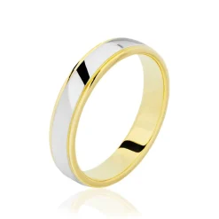 Histoire d'Or Alliance Miroir Ruban Plat Or Bicolore* Bijoux Personnalisés|Bagues