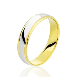 Clearance Histoire d'Or Alliance Miroir Ruban Plat Or Bicolore