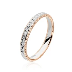 Histoire d'Or Alliance Multi Facettes Diamantee Demi Jonc Classique* Bijoux Personnalisés|Bagues