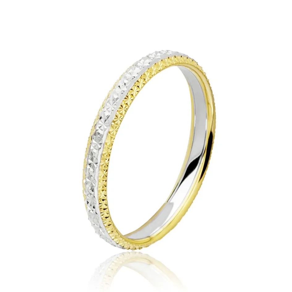 Histoire d'Or Alliance Multi Facettes Diamantee Demi Jonc Classique* Bijoux Personnalisés|Bagues