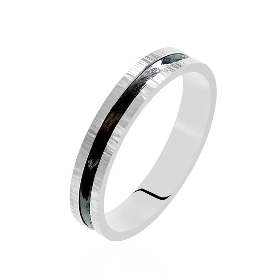 Histoire d'Or Alliance Navido Ruban Plat Palladium Bicolore