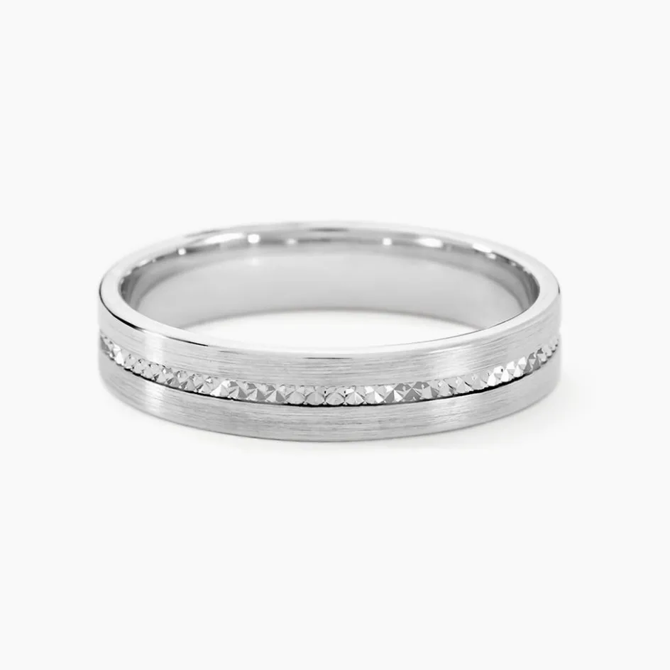 Histoire d'Or Alliance Nelcie Ruban Plat Argent Blanc* Bijoux Personnalisés|Bagues