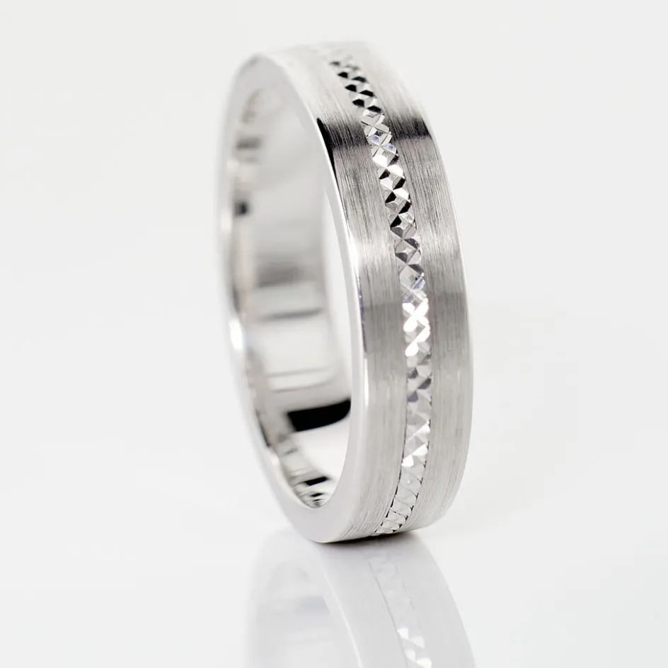 Histoire d'Or Alliance Nelcie Ruban Plat Argent Blanc* Bijoux Personnalisés|Bagues