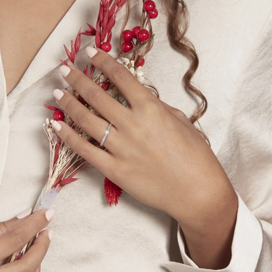 Outlet Histoire d'Or Alliance Perlee Ruban Plat or blanc