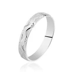 Discount Histoire d'Or Alliance Phibie Ruban Plat Argent Blanc