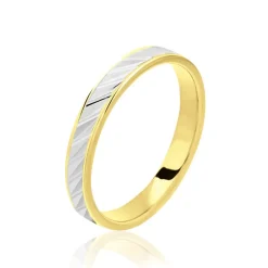 Histoire d'Or Alliance Raye Mat Ruban Plat Or Bicolore* Bijoux Personnalisés|Bagues