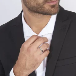 Histoire d'Or Alliance Ruban Mat Et Billant Biseautee Palladium Blanc* Bijoux Personnalisés|Bagues