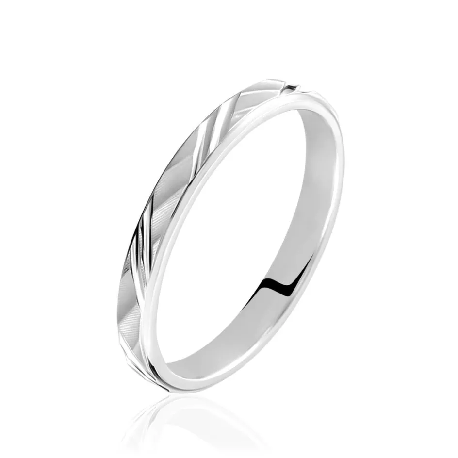Histoire d'Or Alliance Samiha Ruban Plat Or Blanc* Bijoux Personnalisés|Bagues