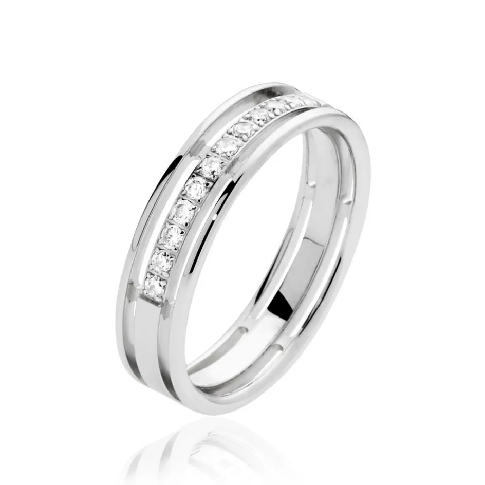 Best Histoire d'Or Alliance Serti Grains Ajoures or blanc diamant