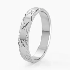 Clearance Histoire d'Or Alliance Twiggy Demi Jonc Classique Argent Blanc