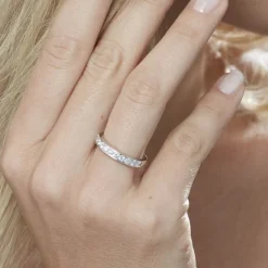 Clearance Histoire d'Or Alliance Valentine Or Blanc Diamant Synthetique