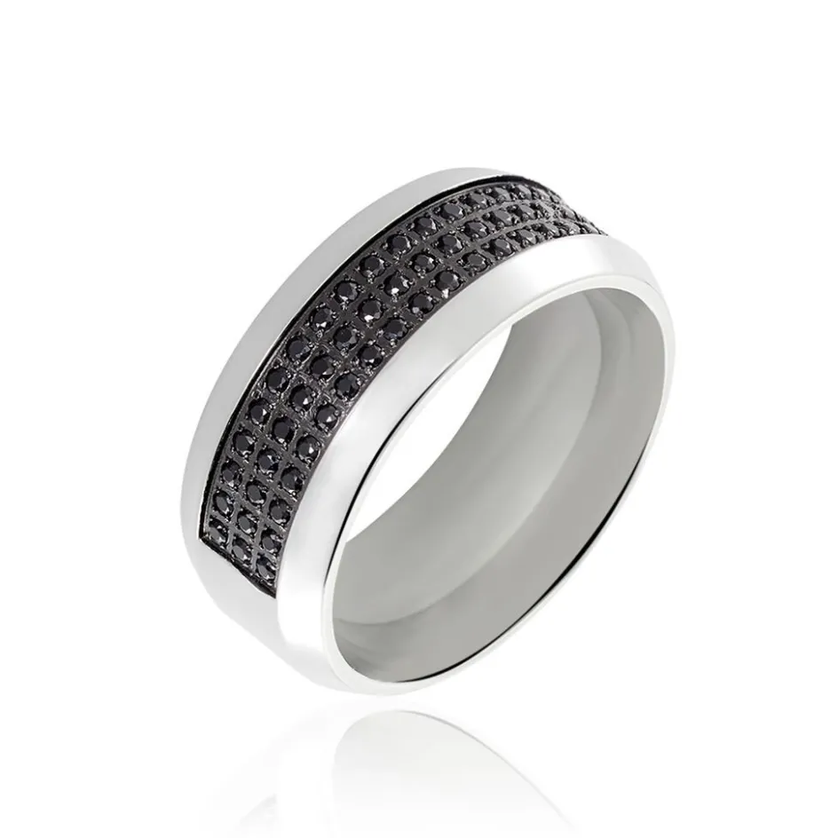 Outlet Histoire d'Or Bague Acier Blanc Tdeg Oxydes De Zirconium