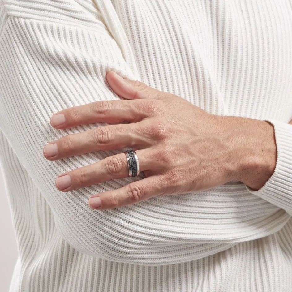 Outlet Histoire d'Or Bague Acier Blanc Tdeg Oxydes De Zirconium