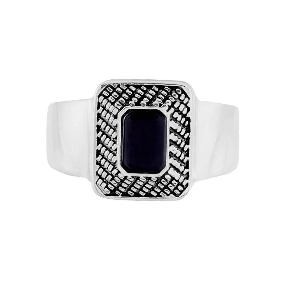 Clearance Histoire d'Or Bague Acier Vieillie Antonny Agate