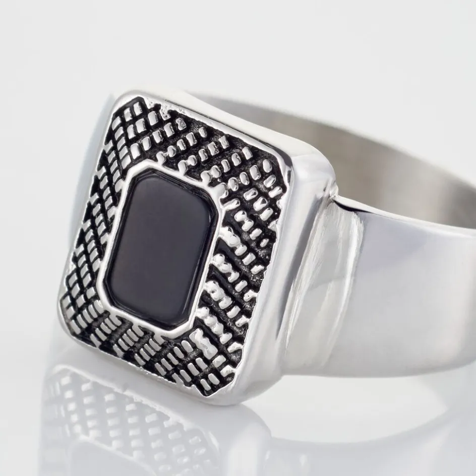 Clearance Histoire d'Or Bague Acier Vieillie Antonny Agate