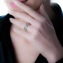 Outlet Histoire d'Or Bague Agnes Or Rose Diamant or rose diamant brun
