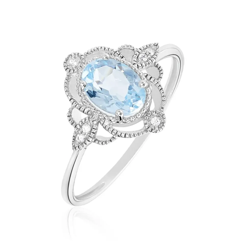 Histoire d'Or Bague Amance Or Blanc Topaze Et Oxyde De Zirconium* Bagues|Bagues Avec Pierre