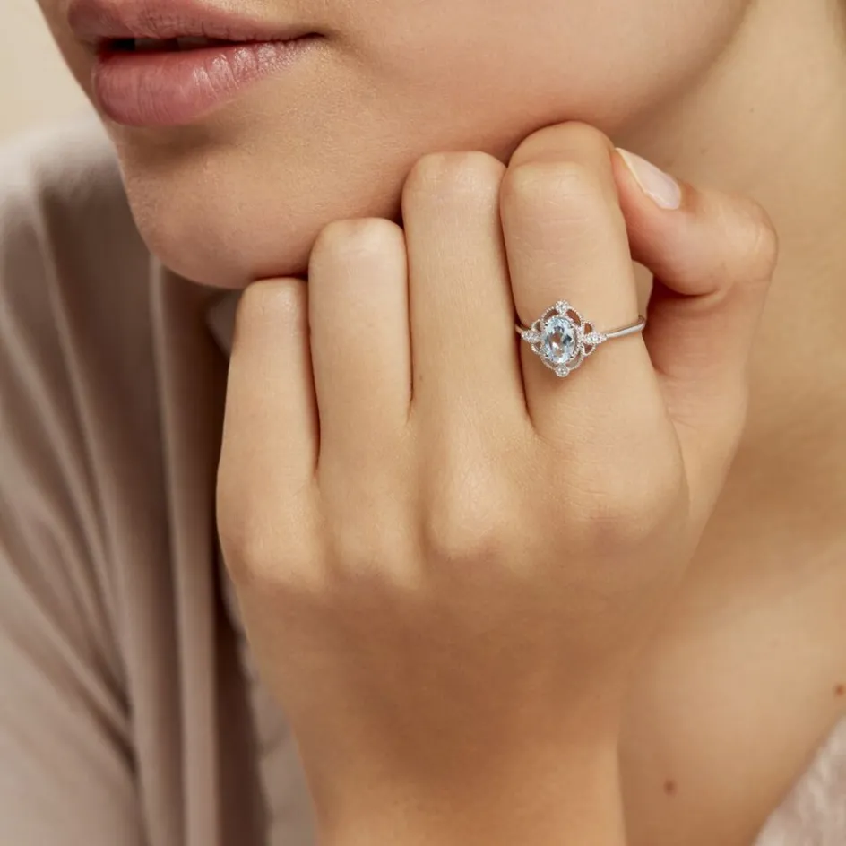 Histoire d'Or Bague Amance Or Blanc Topaze Et Oxyde De Zirconium* Bagues|Bagues Avec Pierre