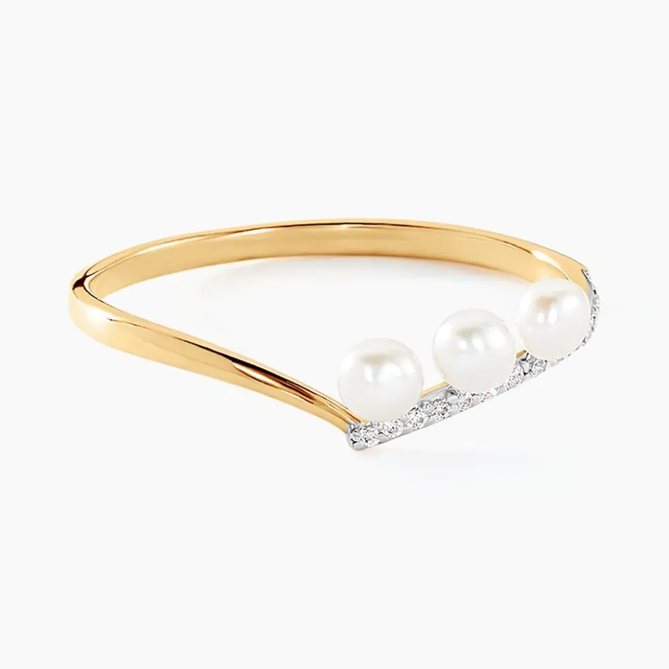 Clearance Histoire d'Or Bague Ambrogio Or Jaune Perle De Culture Oxyde De Zirconium