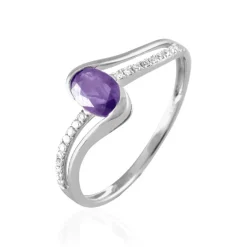 Histoire d'Or Bague Anja Or Blanc Amethyste Et Diamant* Bagues|Bagues Avec Pierre