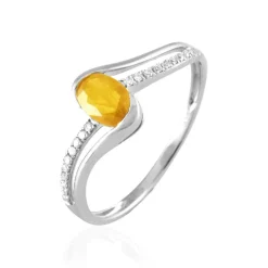 Histoire d'Or Bague Anja Or Blanc Citrine Et Diamant* Bagues|Bagues Avec Pierre