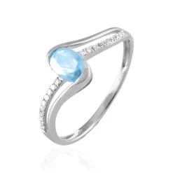 Discount Histoire d'Or Bague Anja Or Blanc Topaze Et Diamant