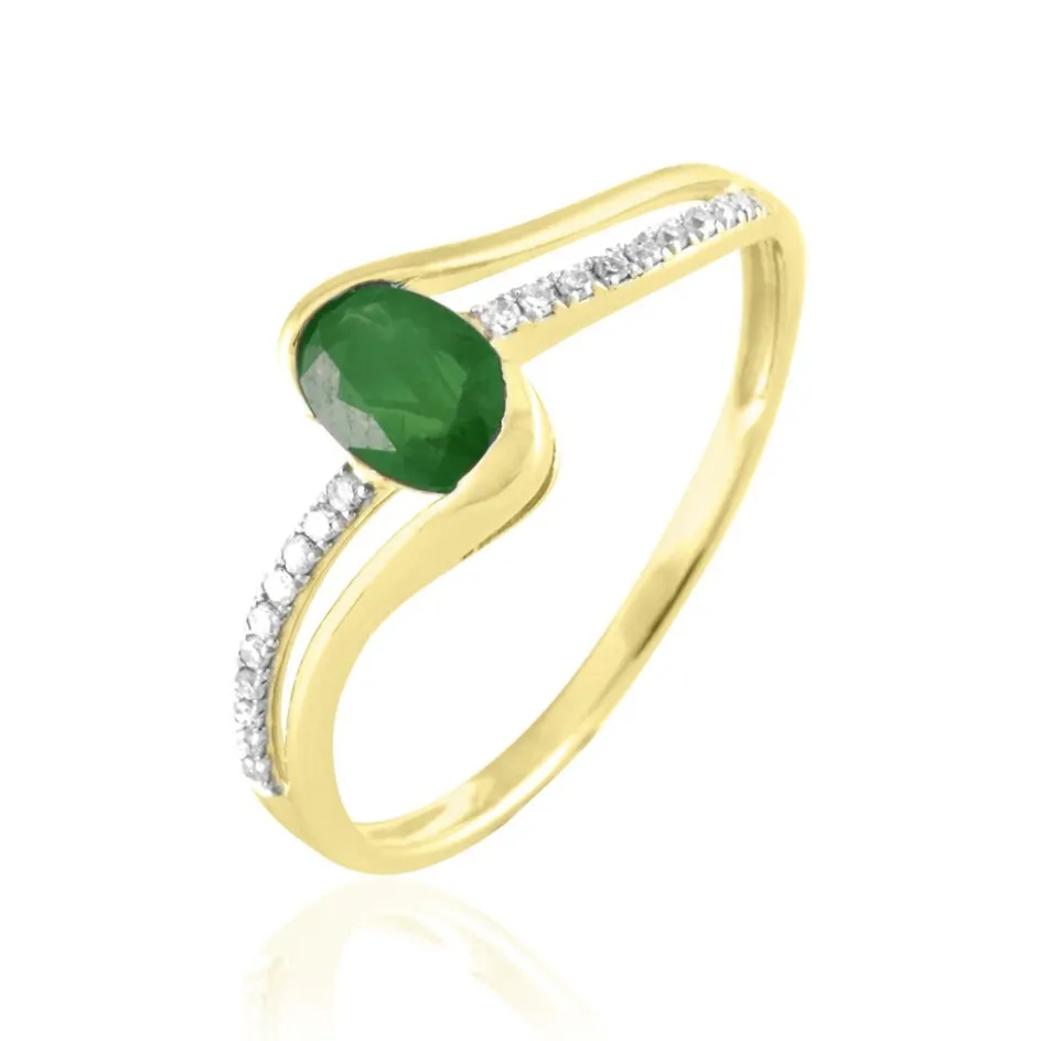 Outlet Histoire d'Or Bague Anja Or Jaune Emeraude Et Diamant