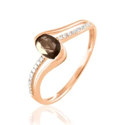 Outlet Histoire d'Or Bague Anja Or Rose Quartz Et Diamant