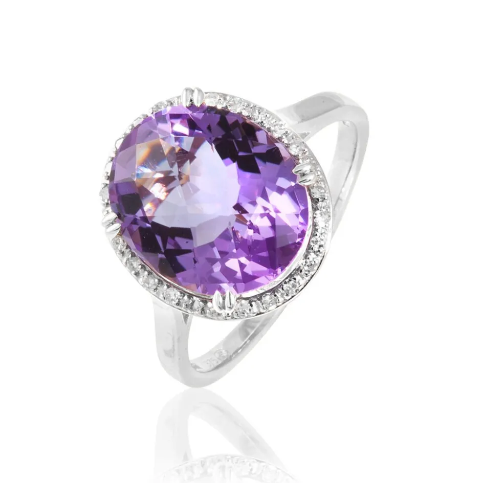 Histoire d'Or Bague Anna Or Blanc Amethyste Et Diamant