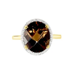 Discount Histoire d'Or Bague Anna Or Jaune Quartz Et Oxyde De Zirconium or jaune quartz marron