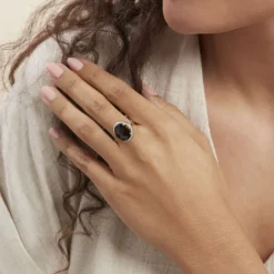 Discount Histoire d'Or Bague Anna Or Jaune Quartz Et Oxyde De Zirconium or jaune quartz marron