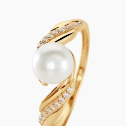 Discount Histoire d'Or Bague Antoinette Or Jaune Perle De Culture Et Oxyde De Zirconium