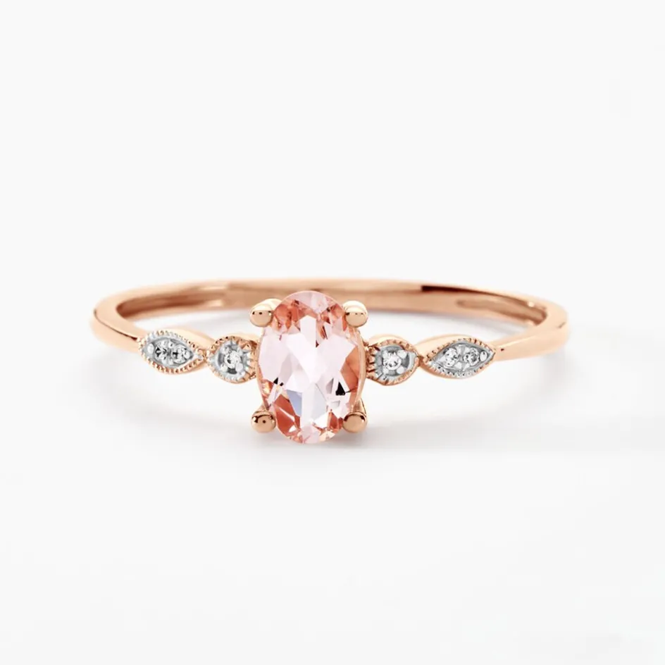Histoire d'Or Bague Antonia Or Rose Morganite Et Oxyde De Zirconium* Bagues|Bagues Avec Pierre