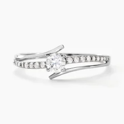 Histoire d'Or Bague April Or Blanc Oxyde De Zirconium