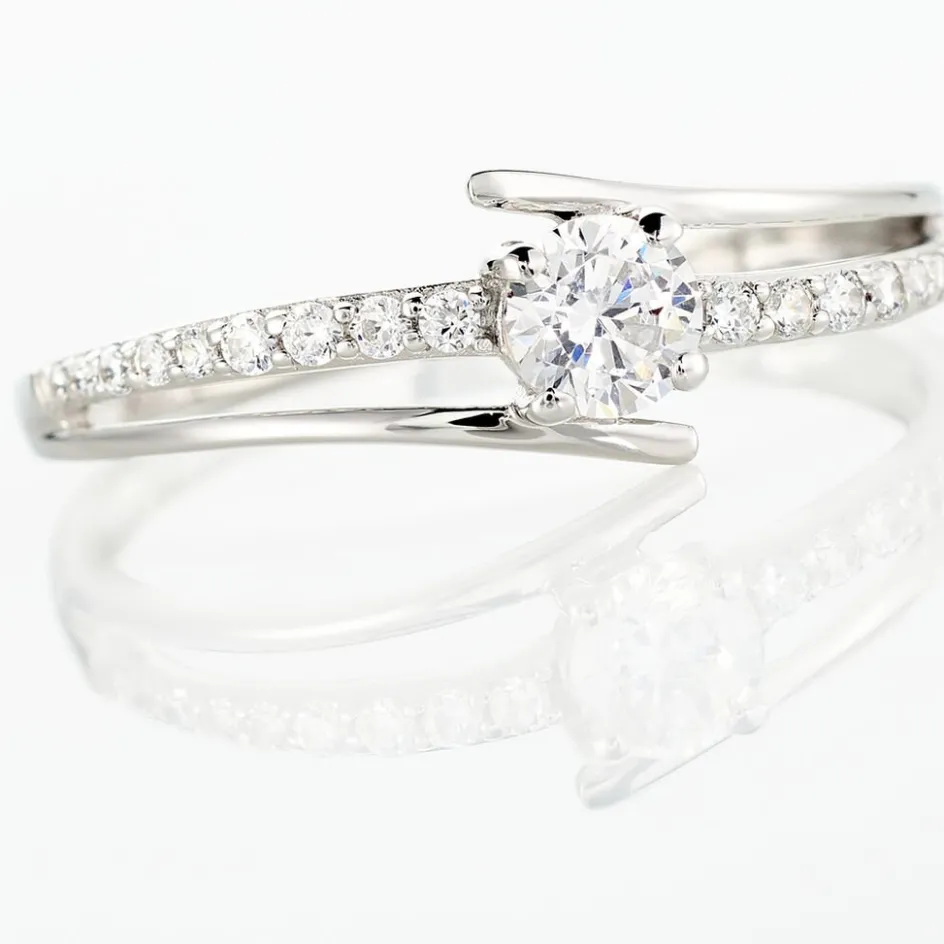 Histoire d'Or Bague April Or Blanc Oxyde De Zirconium