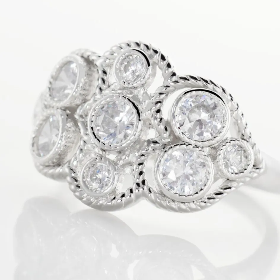 Histoire d'Or Bague Argent Blanc Boulonnaise Oxydes De Zirconium* Bagues|Bagues Avec Pierre