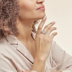 Histoire d'Or Bague Argent Blanc Boulonnaise Oxydes De Zirconium* Bagues|Bagues Avec Pierre