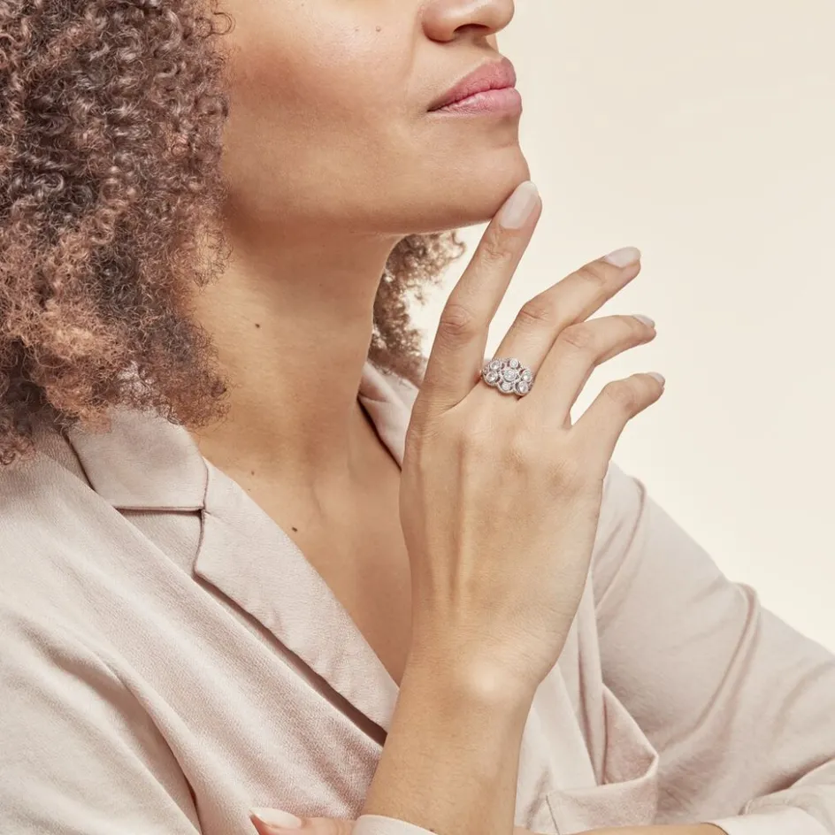Histoire d'Or Bague Argent Blanc Boulonnaise Oxydes De Zirconium* Bagues|Bagues Avec Pierre