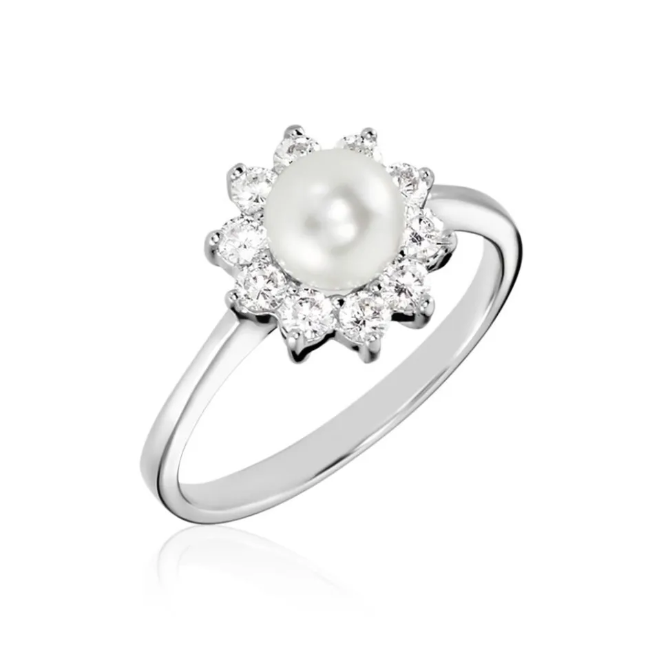 Histoire d'Or Bague Argent Blanc Cheri Perle De Culture Oxydes De Zirconium* Bagues|Bagues Fantaisie