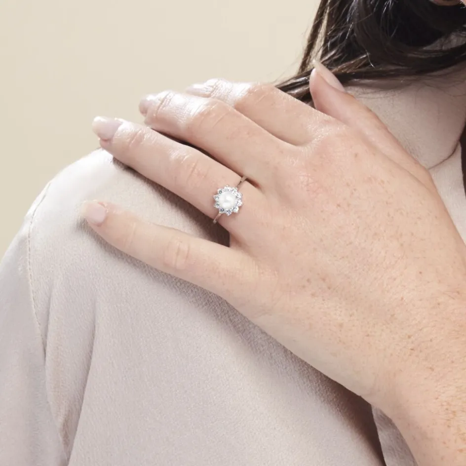 Histoire d'Or Bague Argent Blanc Cheri Perle De Culture Oxydes De Zirconium* Bagues|Bagues Fantaisie