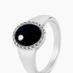 Clearance Histoire d'Or Bague Argent Blanc Lugus Email Et Oxyde De Zirconium