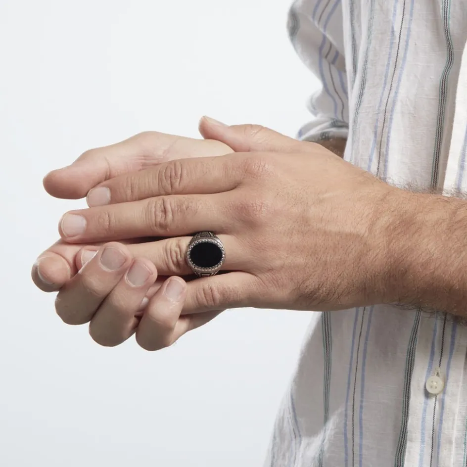 Histoire d'Or Bague Argent Blanc Thimeo Agathe Noire* Bagues|Bagues Avec Pierre